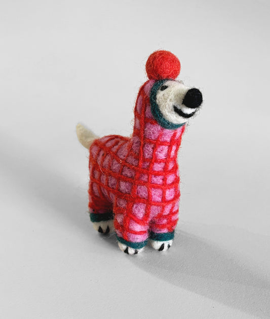 Jayla, Dog in a Red Onesie