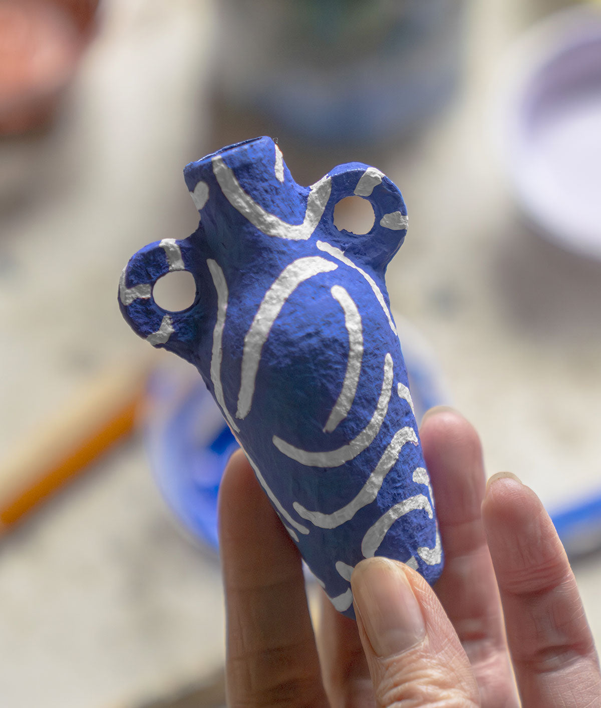 La Lune Blue Wave Miniature Vase Ornament