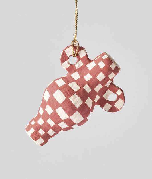 Onsen Check Terracotta Miniature Vase Ornament