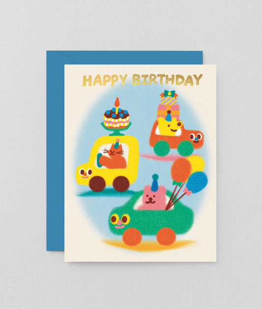 Happy Birthday Cars Kids Greetings Card