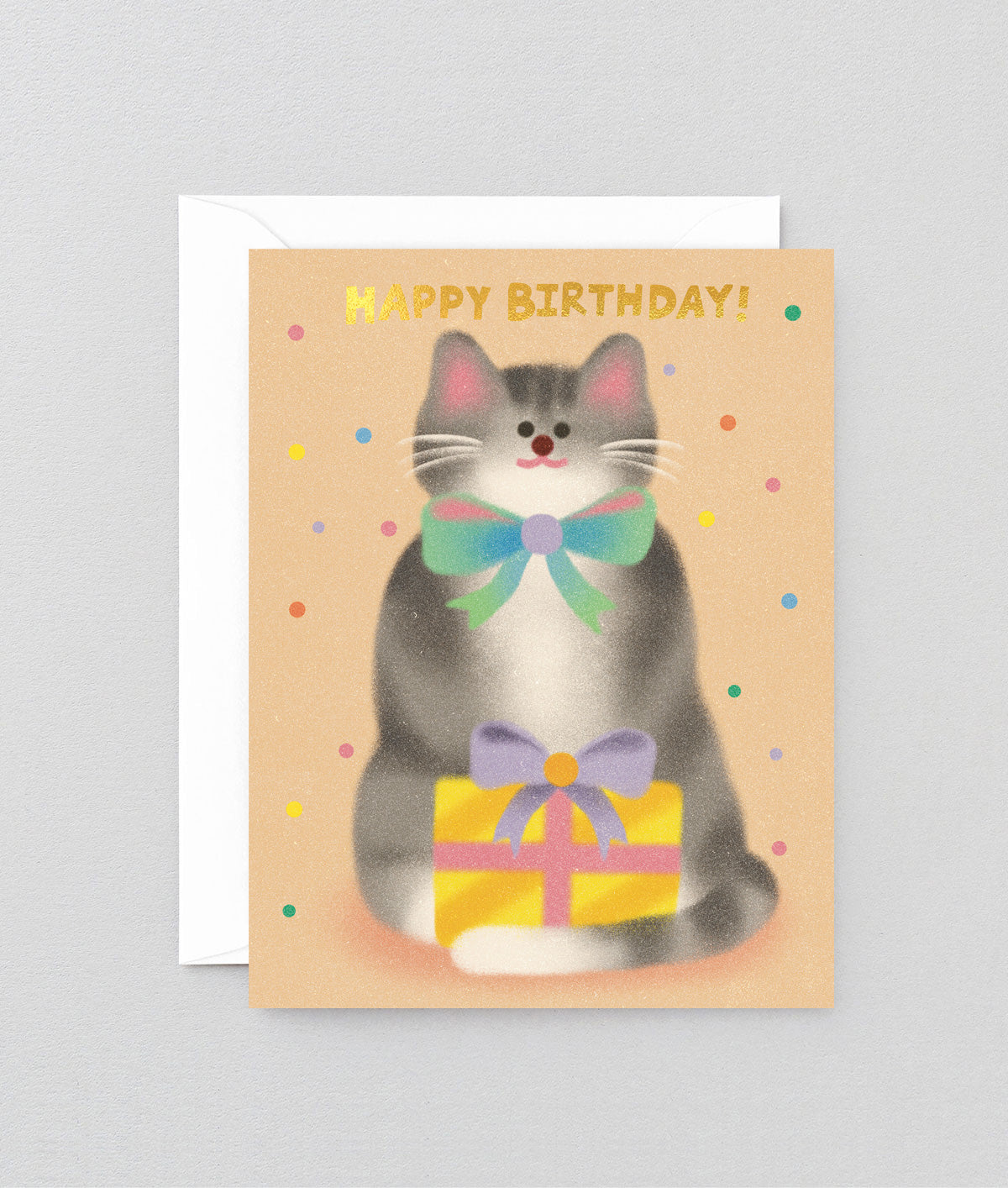 Cat & Bow Tie Birthday Kids Greeting Card