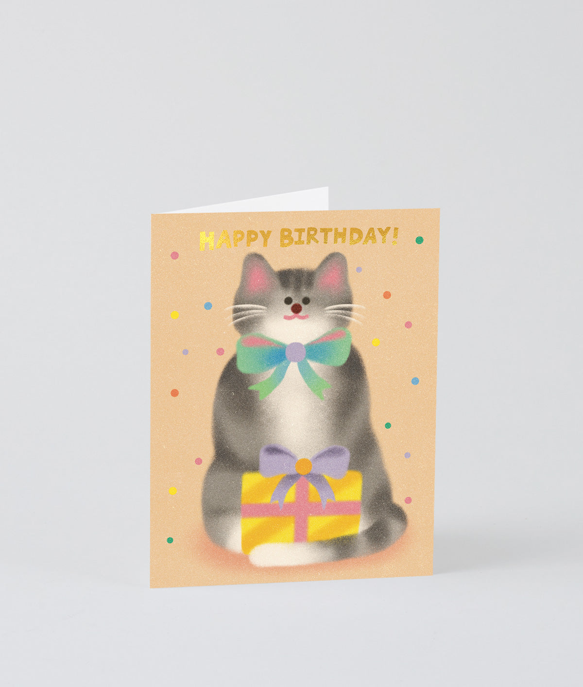 Cat & Bow Tie Birthday Kids Greeting Card