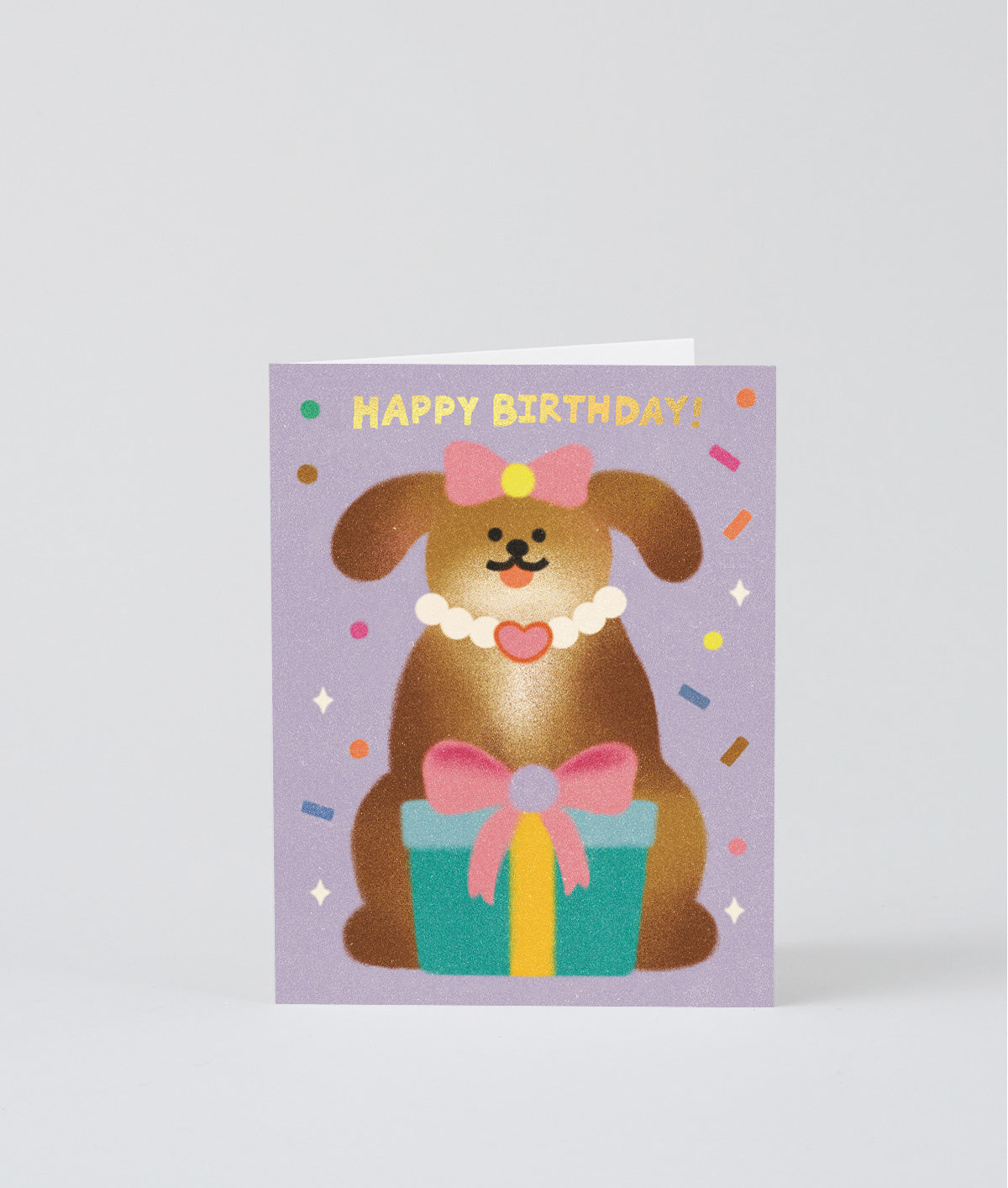 Dog & Ribbon Birthday Kids Greeting Card