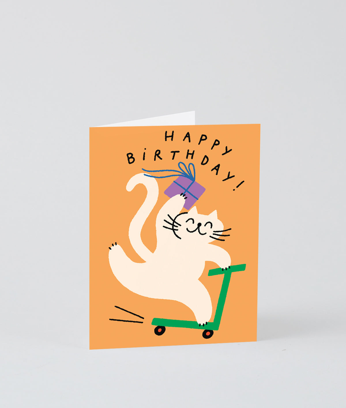 Happy Birthday Scooter Cat Kids Greeting Card