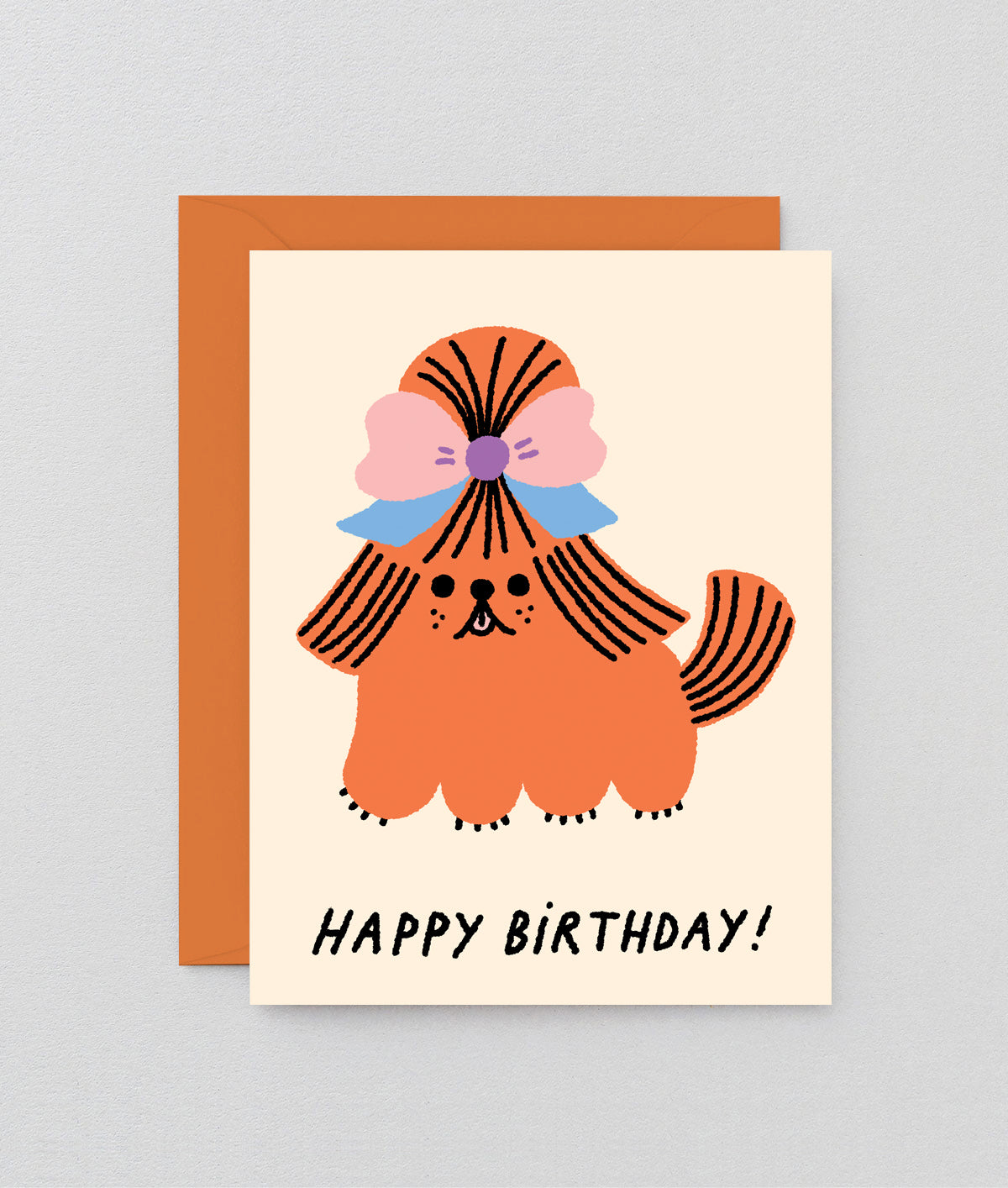 Happy Birthday Dog with Bow Kids Greeting Card