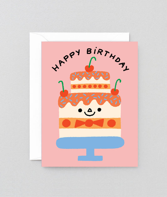 Happy Birthday Cake & Cherries Kids Greeting Card