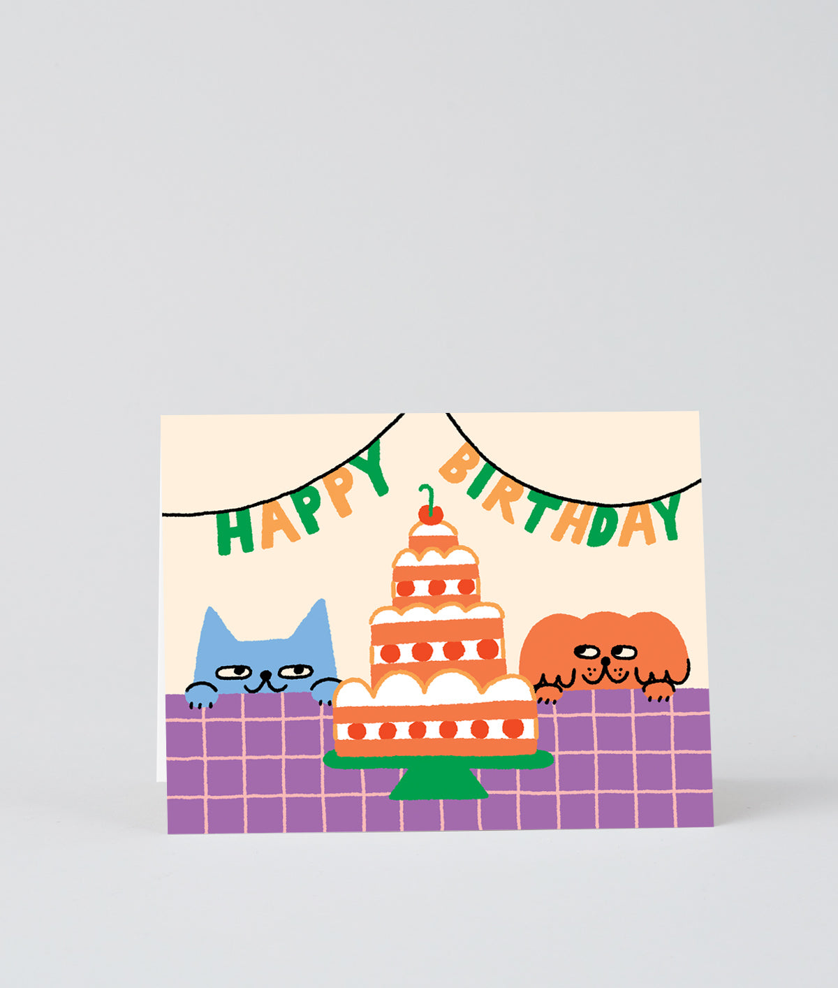Happy Birthday Cat & Dog Kids Greeting Card