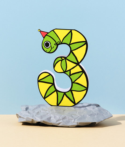 Snake 3rd Birthday Number Card