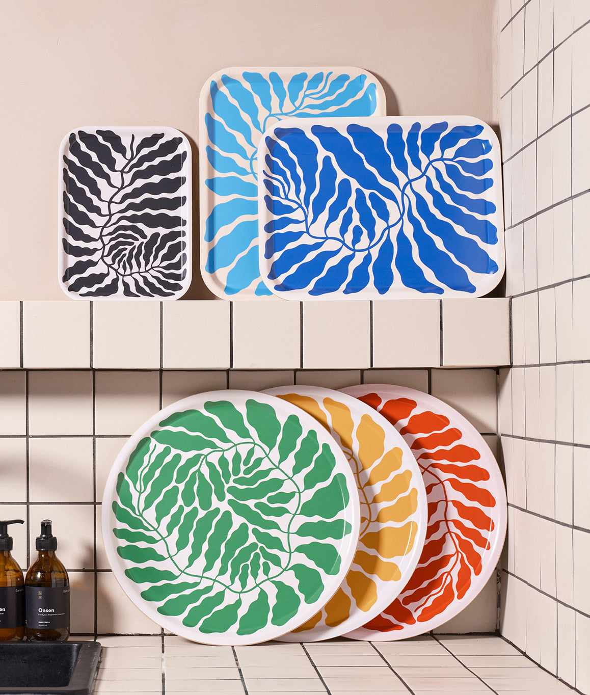 **30% OFF **  Leaves Sky Blue Rectangle Birch Serving Tray