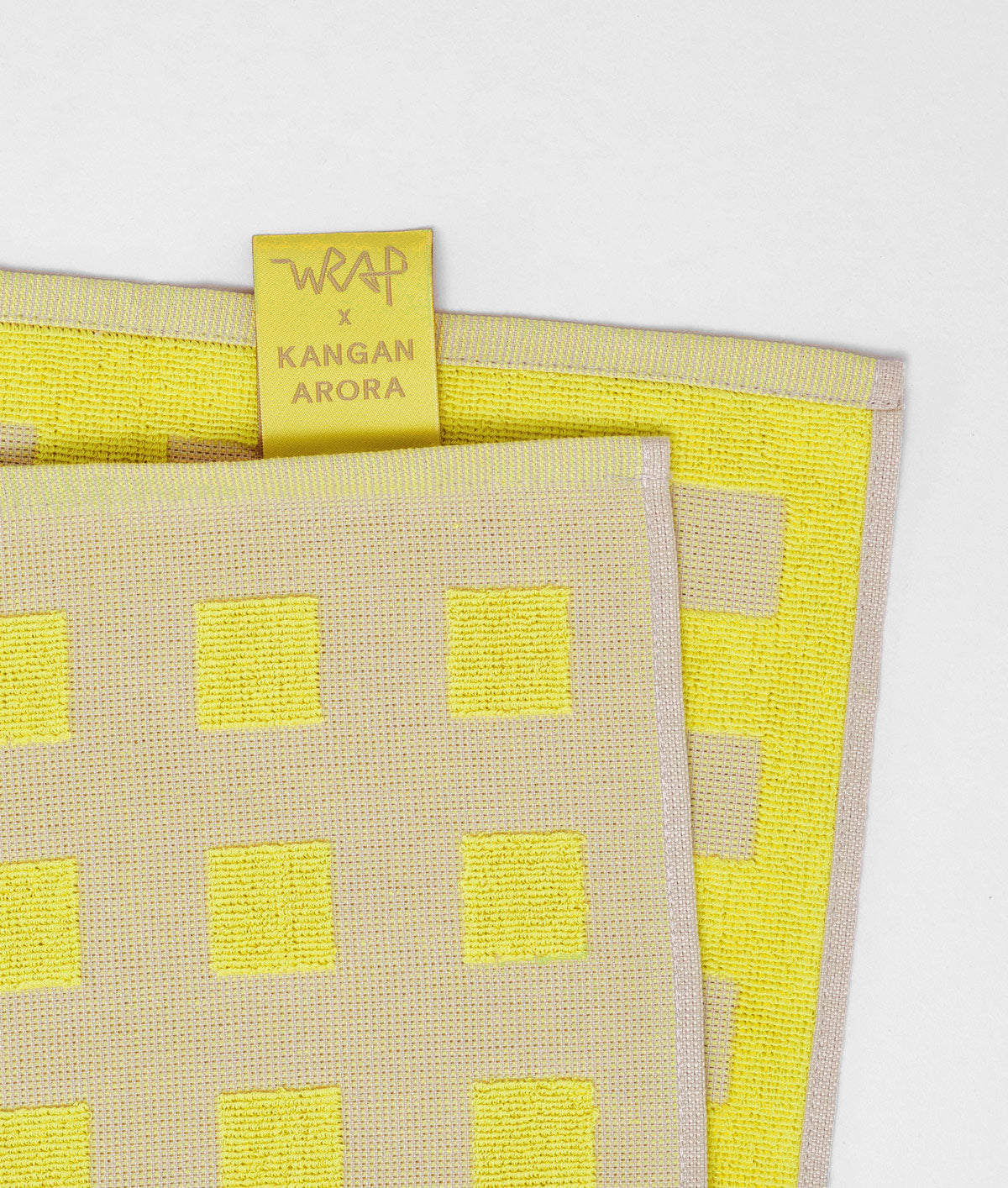 Squares Oat/Yellow Tea Towel