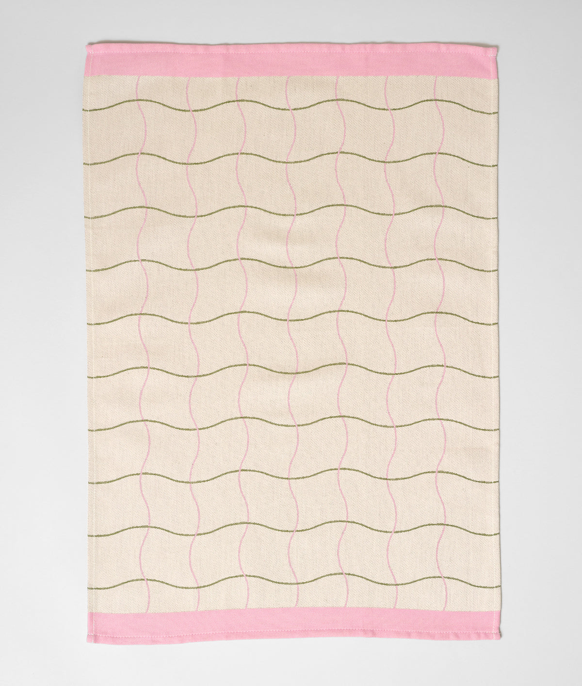 Wave Grid Natural Cotton Tea Towel