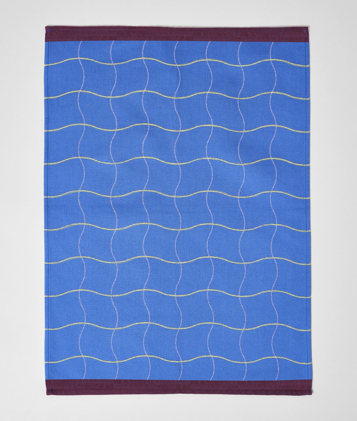 Wave Grid Blue Cotton Tea Towel