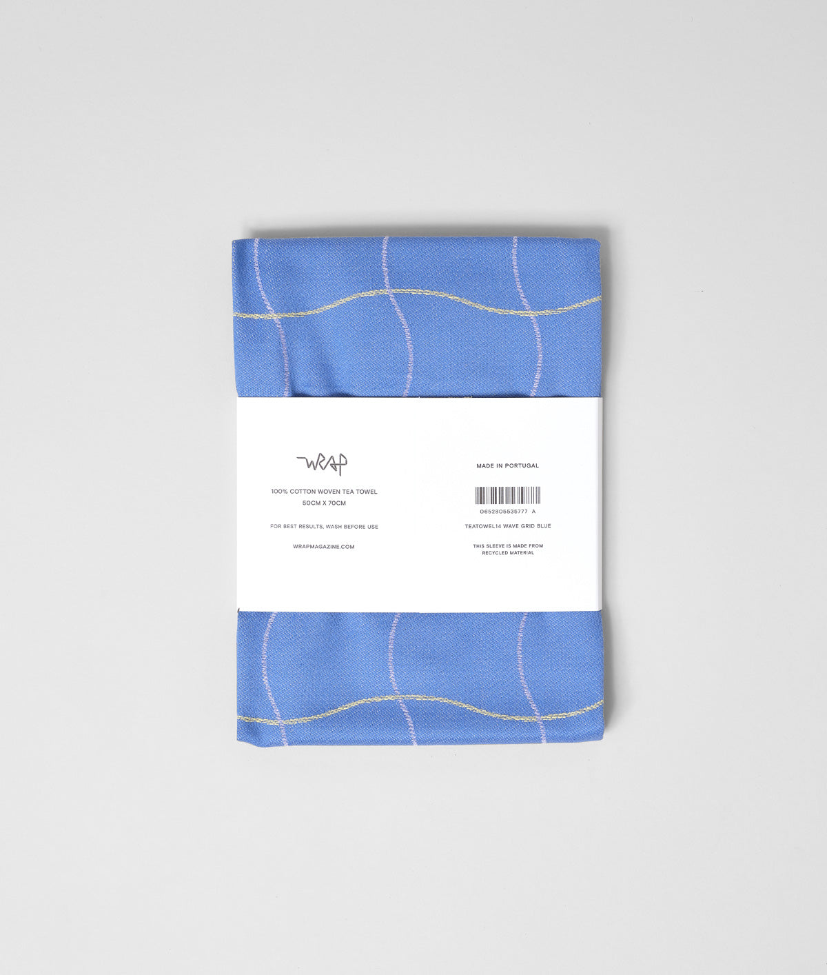 Wave Grid Blue Cotton Tea Towel