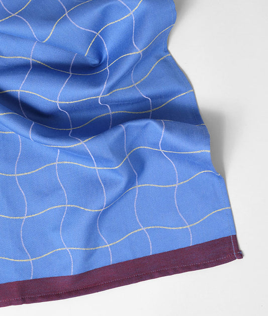 Wave Grid Blue Cotton Tea Towel