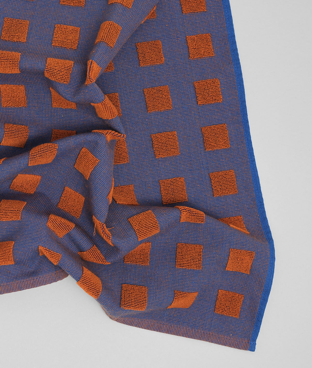 Squares Terry Tea Towel Burgundy/Blue