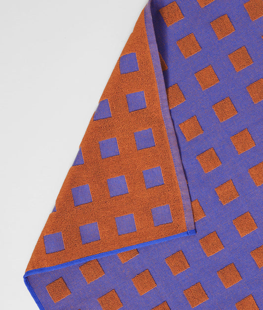 Squares Terry Tea Towel Burgundy/Blue
