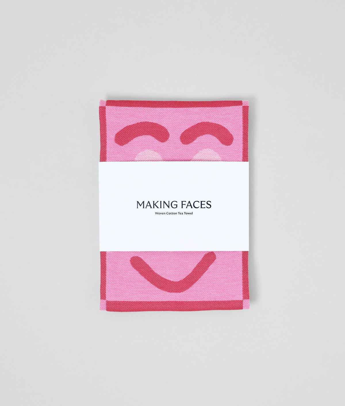 Faces Pink / Maroon Cotton Tea Towel