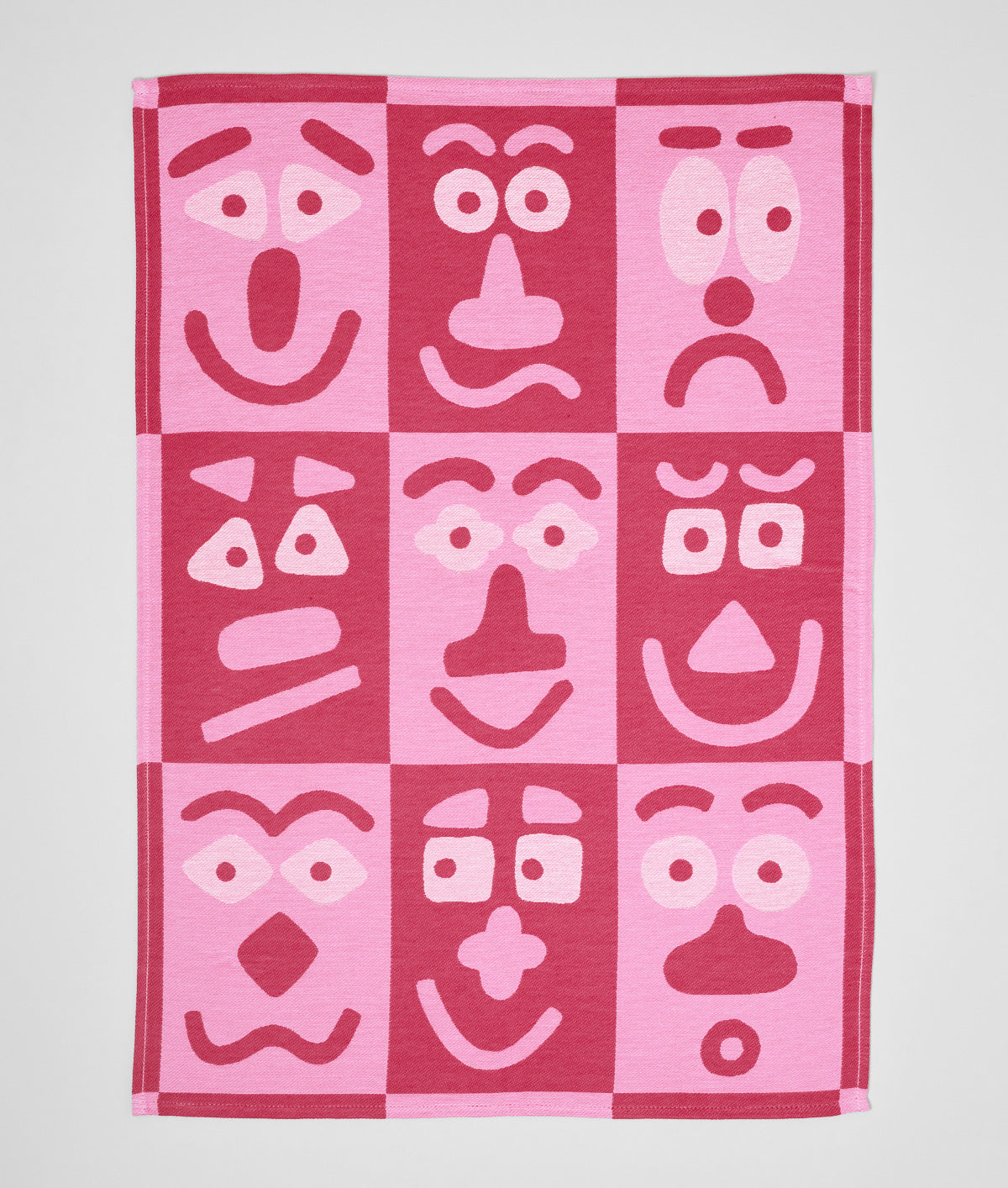 Faces Pink / Maroon Cotton Tea Towel