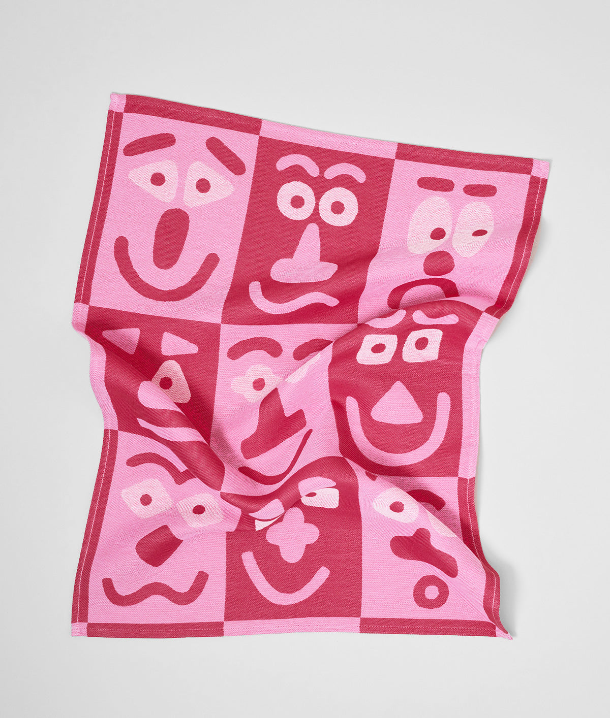 Faces Pink / Maroon Cotton Tea Towel
