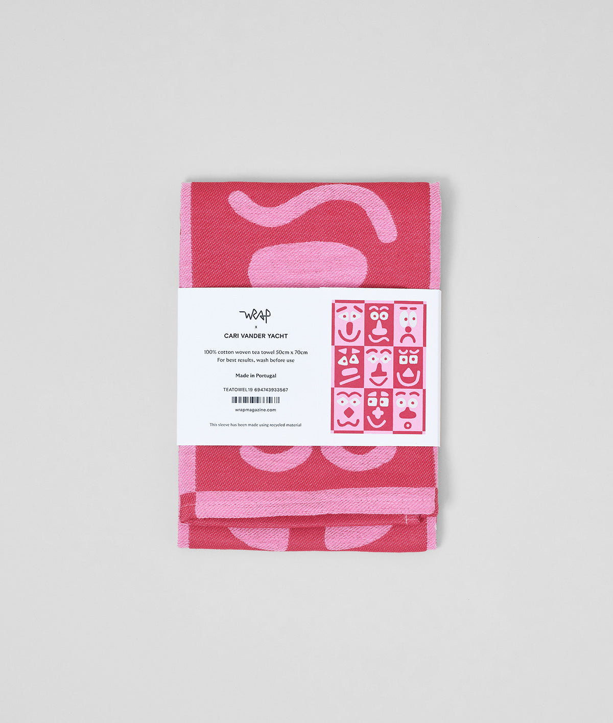Faces Pink / Maroon Cotton Tea Towel