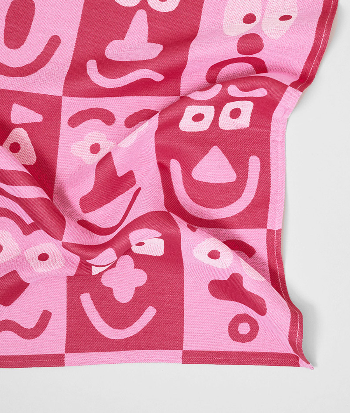 Faces Pink / Maroon Cotton Tea Towel
