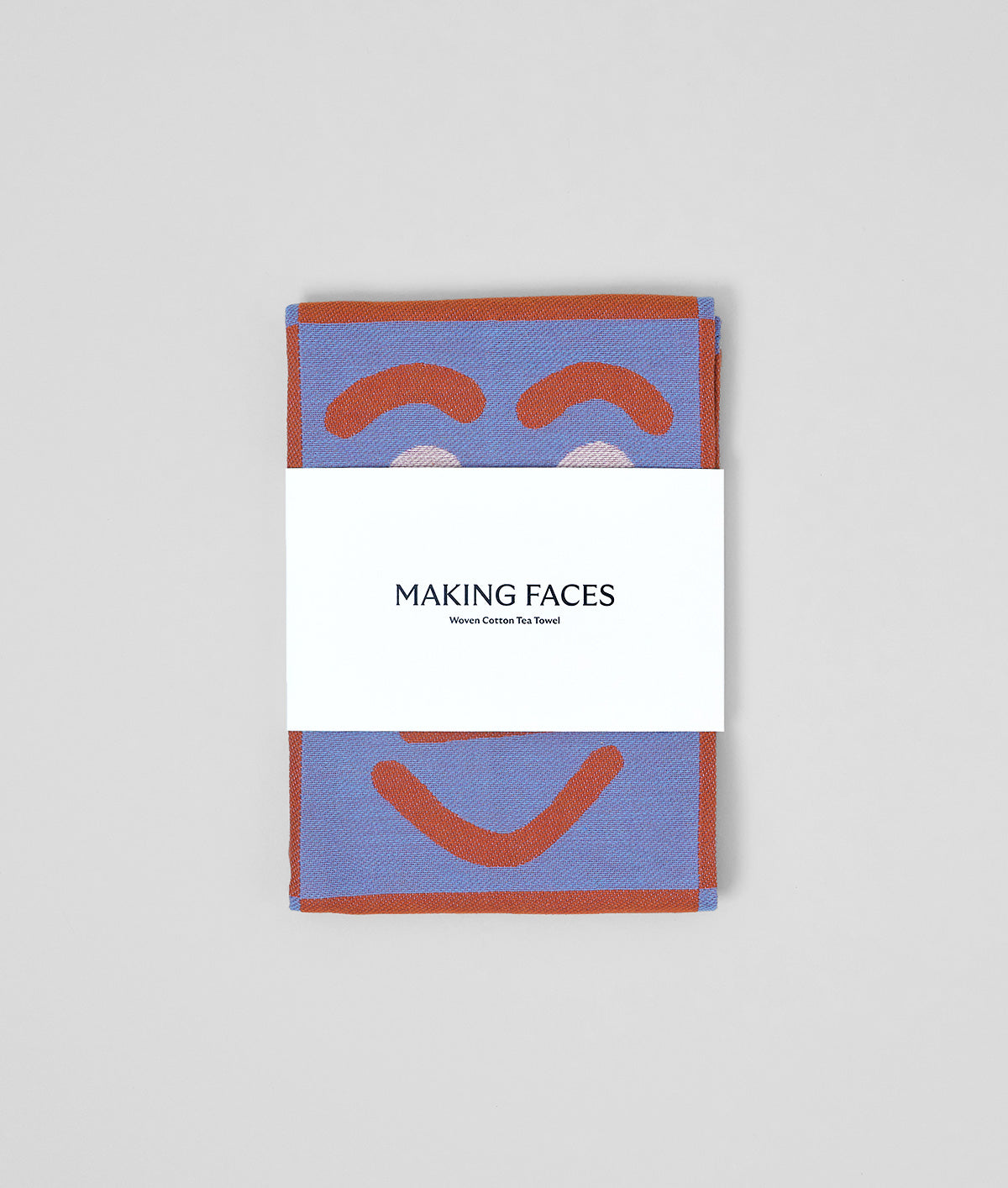 Faces Blue / Brown Cotton Tea Towel