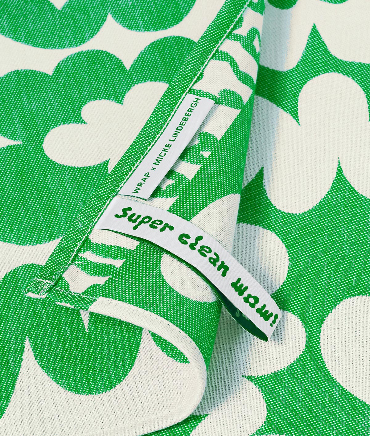 Super Clean Flowers Green/Natural Cotton Tea Towel
