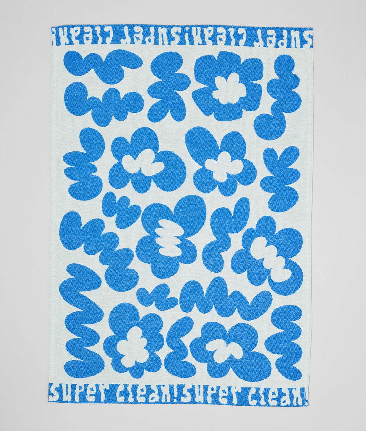 Super Clean Flowers Blue/Natural Cotton Tea Towel