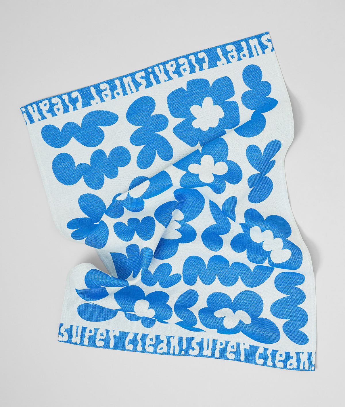Super Clean Flowers Blue/Natural Cotton Tea Towel
