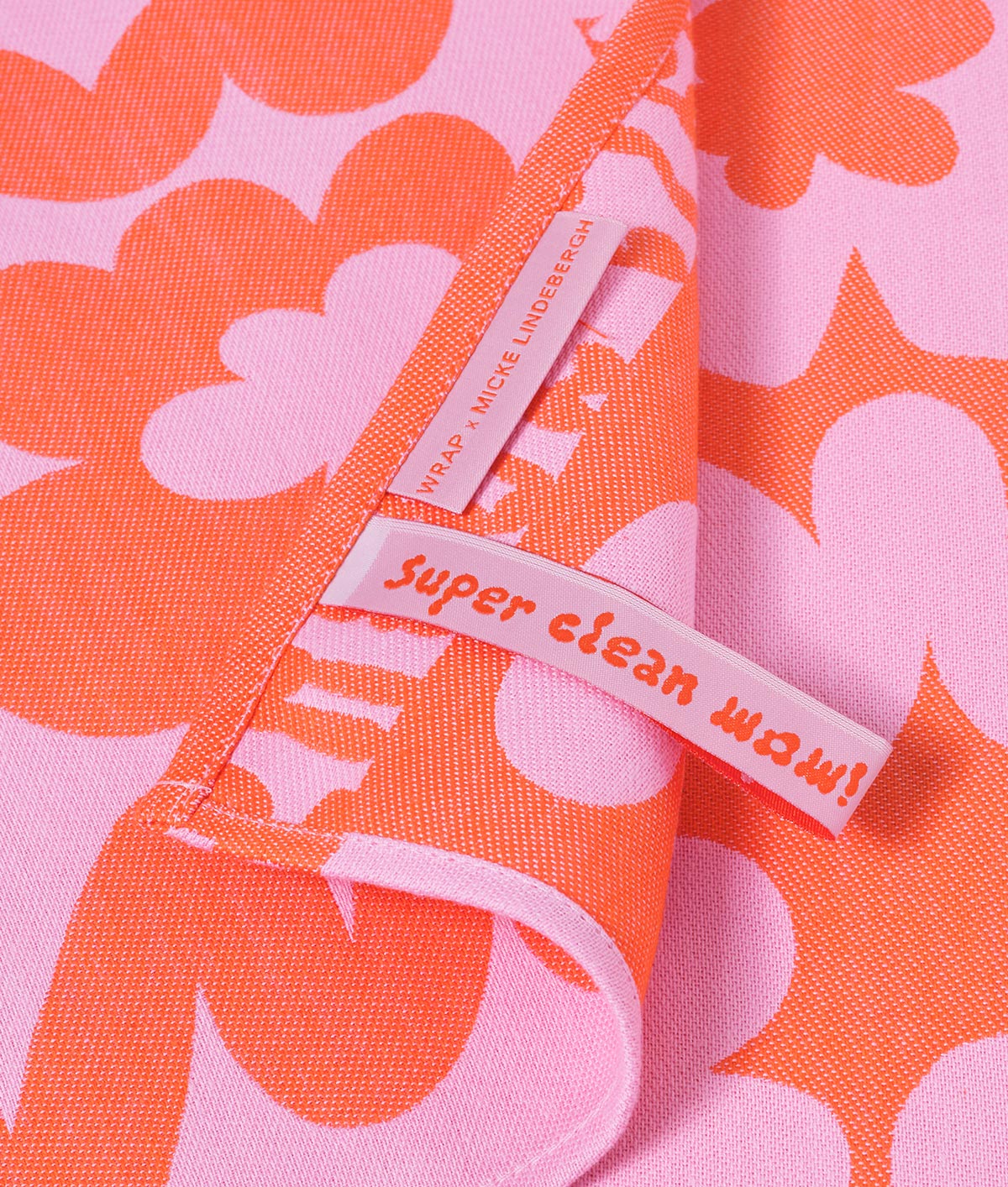 Super Clean Flowers Pink/Warm Red Cotton Tea Towel