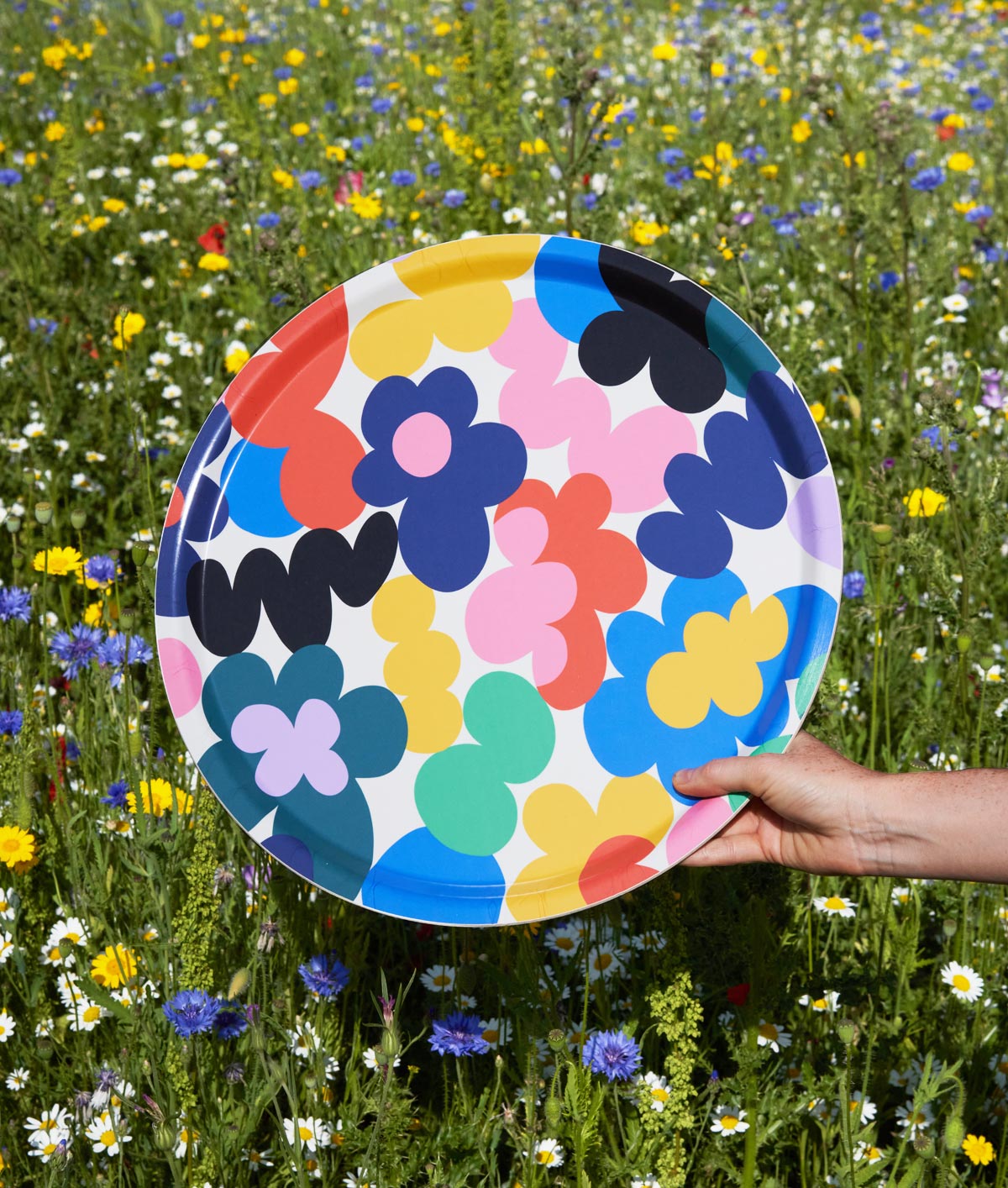 Floral Burst Round Art Tray