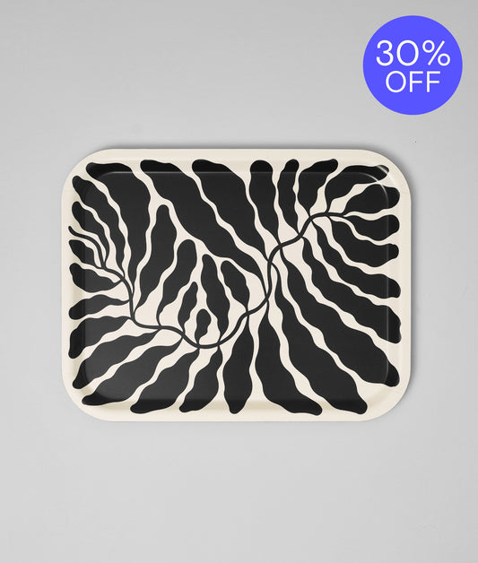 **30% OFF **  Leaves Charcoal Rectangle Birch Serving Tray