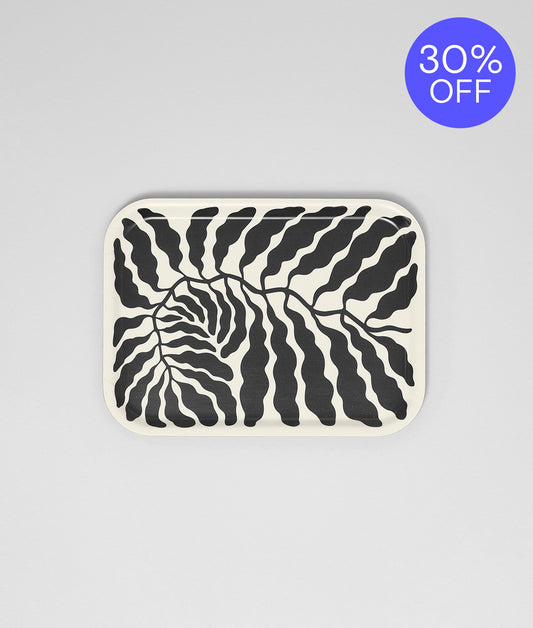 **30% OFF **  Leaves Charcoal Mini Rectangle Birch Serving Tray