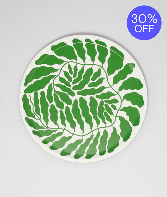 **30% OFF **  Leaves Spring Green Large Round Birch Serving Tray