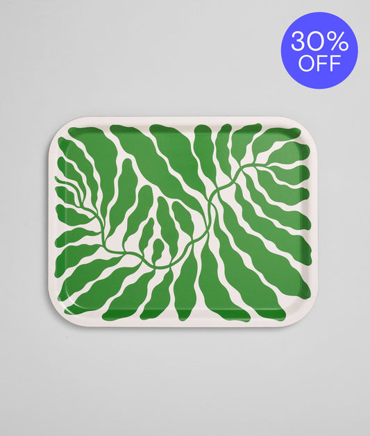**30% OFF **  Leaves Spring Green Rectangle Birch Serving Tray