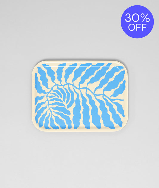 **30% OFF **  Leaves Sky Blue Mini Rectangle Birch Serving Tray