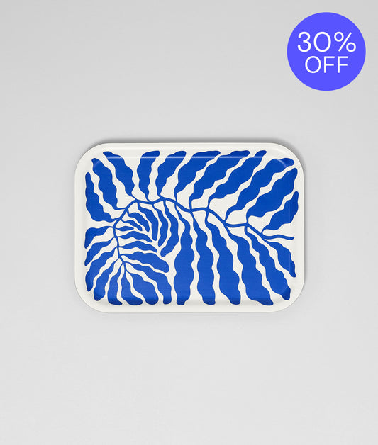 **30% OFF **  Leaves Deep Blue Mini Rectangle Birch Serving Tray