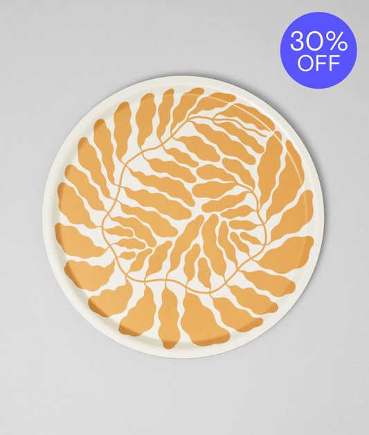 **30% OFF **  Leaves Yellow Large Round Birch Serving Tray