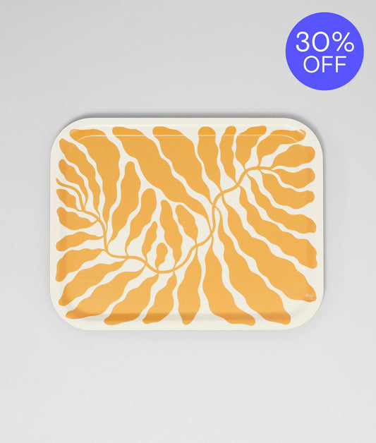 **30% OFF **  Leaves Yellow Rectangle Birch Serving Tray