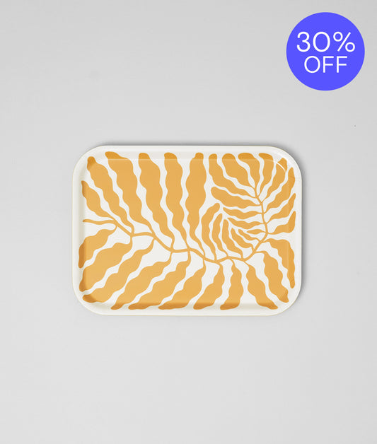 **30% OFF **  Leaves Yellow Mini Rectangle Birch Serving Tray