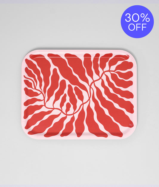 **30% OFF **  Leaves Red Rectangle Birch Serving Tray