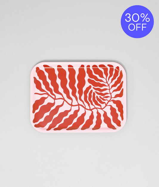 **30% OFF **  Leaves Red Mini Rectangle Birch Serving Tray