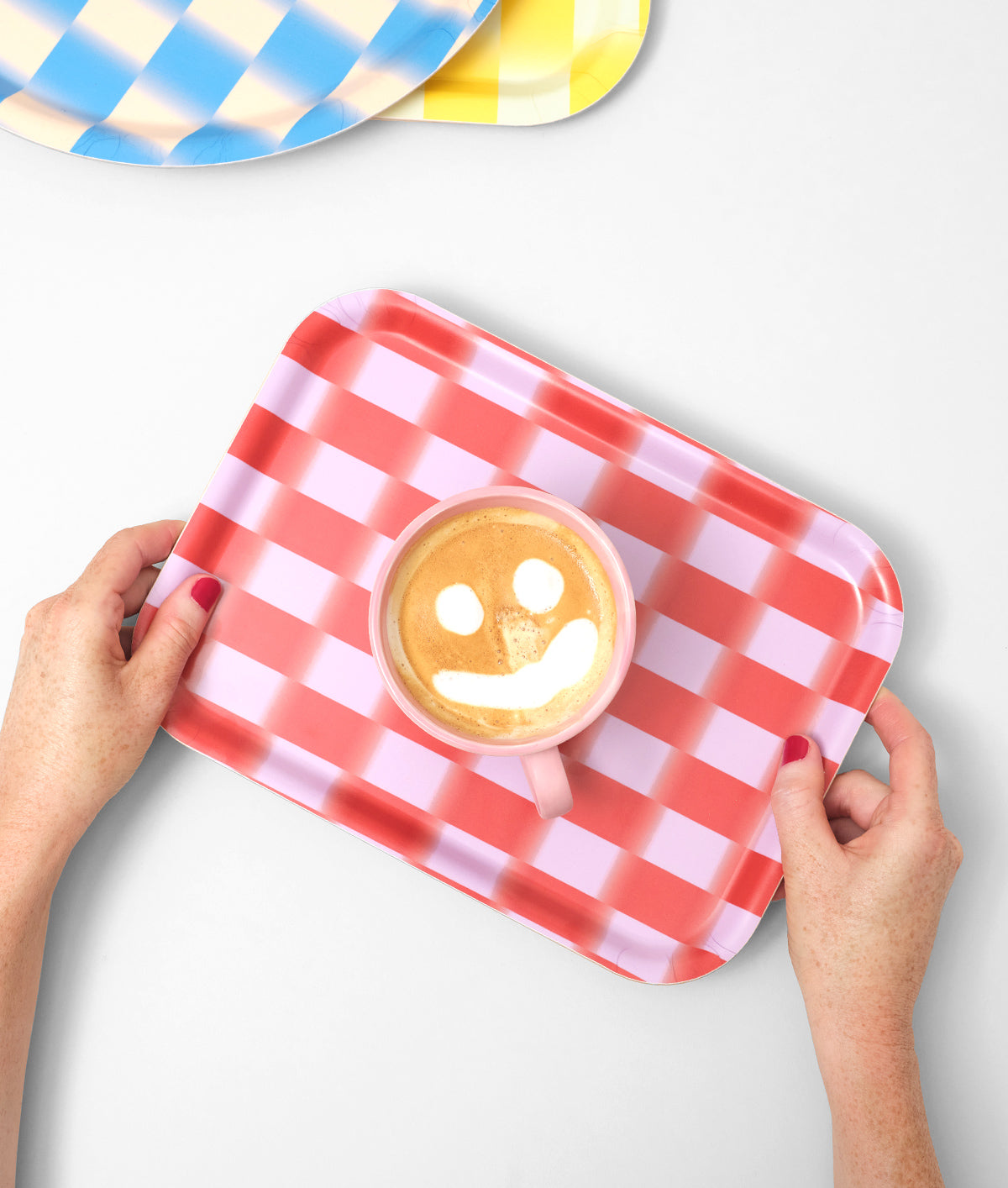 Red Blur Check Mini Birch Serving Tray