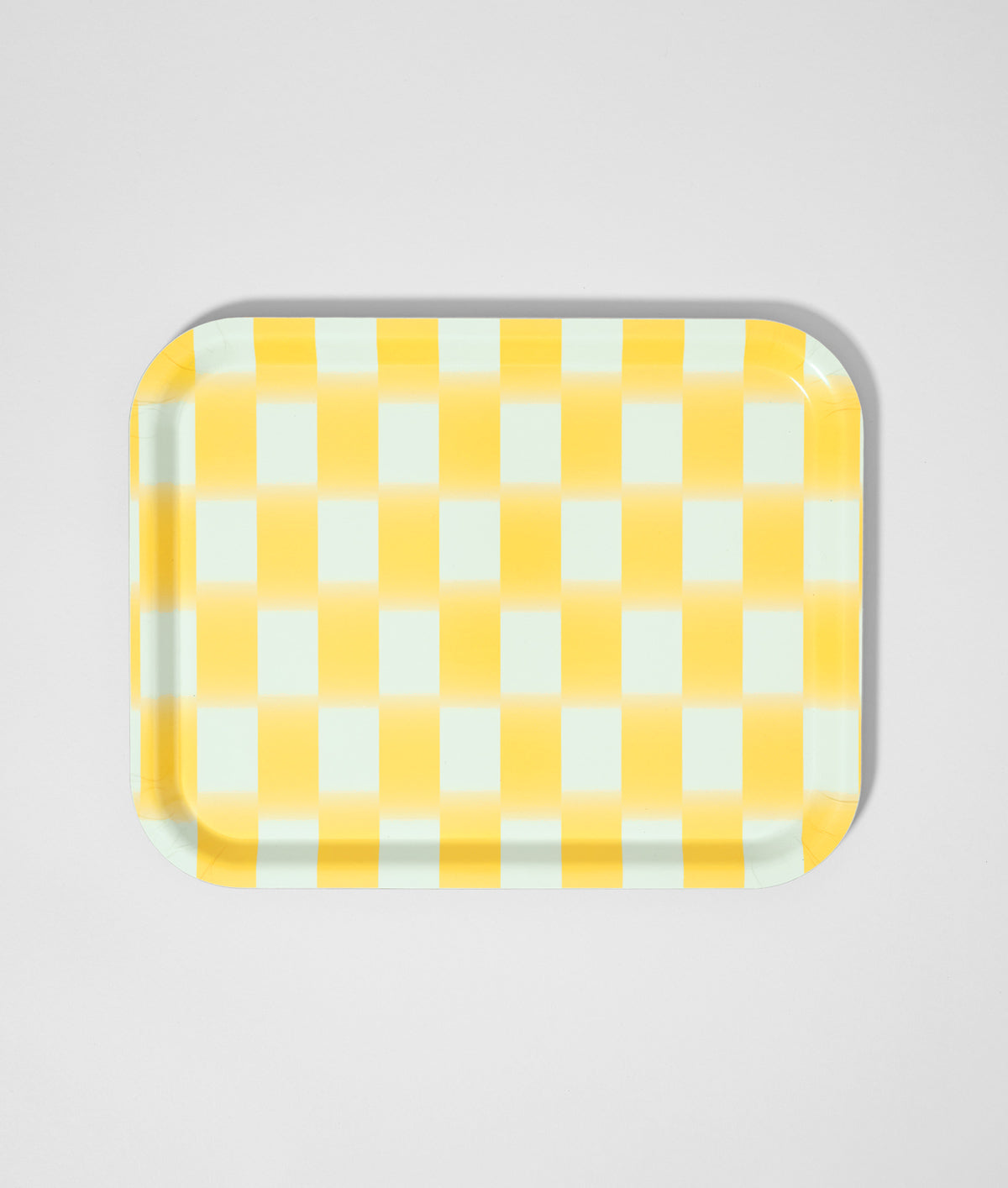 Yellow Blur Check Rectangle Birch Serving Tray