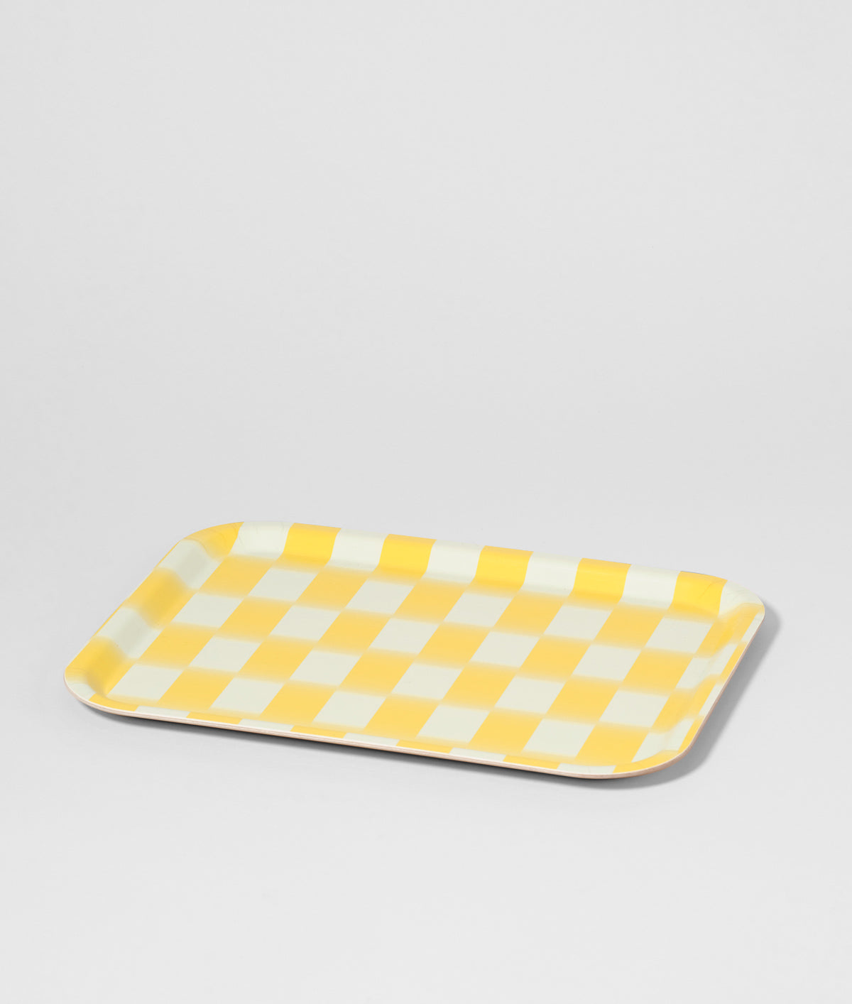 Yellow Blur Check Rectangle Birch Serving Tray
