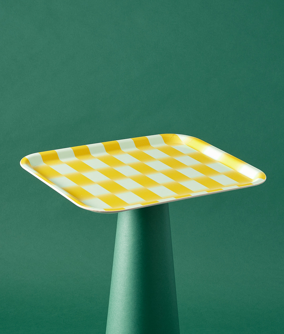 Yellow Gradient Check Rectangle Birch Serving Tray