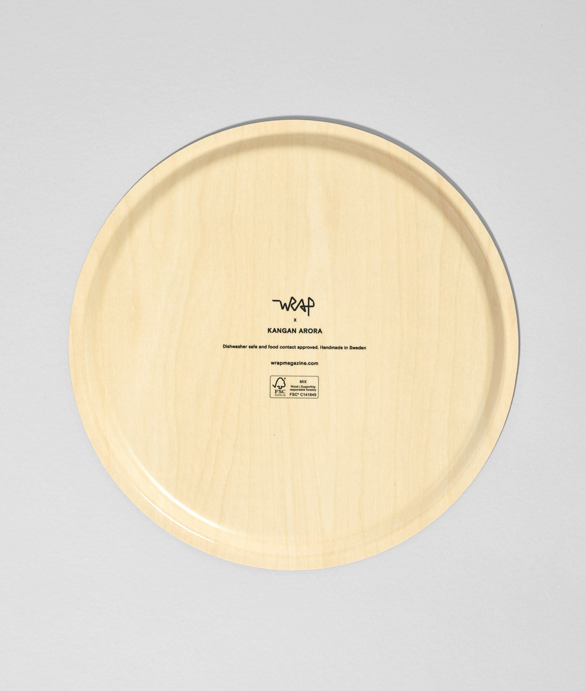 Blue Blur Check Mini Round Birch Serving Tray