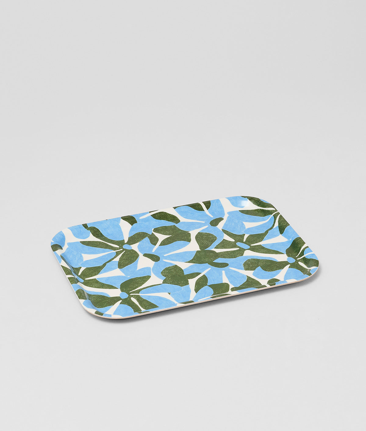Blue Flowers / Natural Mini Birch Serving Tray