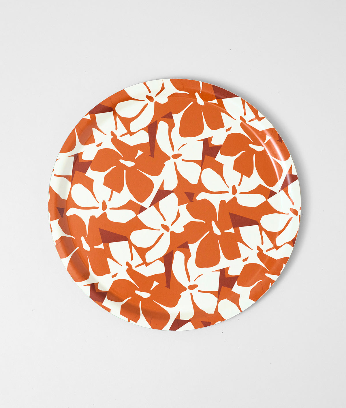 Rust Flowers Small Round Round Birch Serving Tray