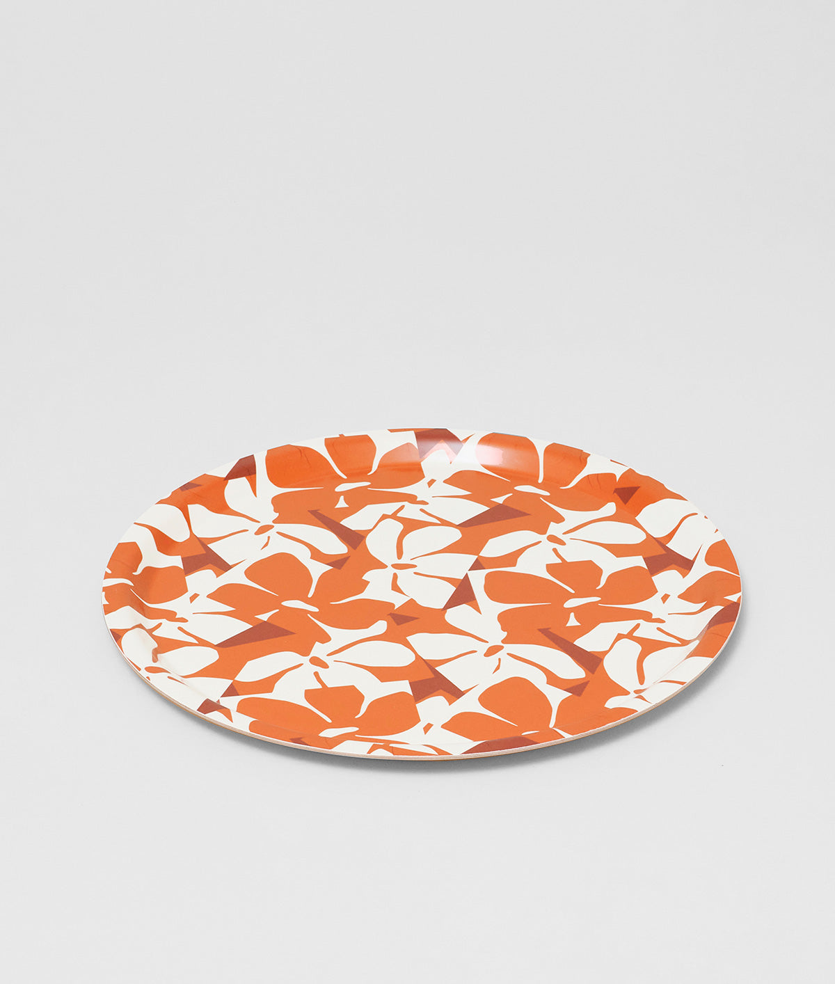 Rust Flowers Small Round Round Birch Serving Tray